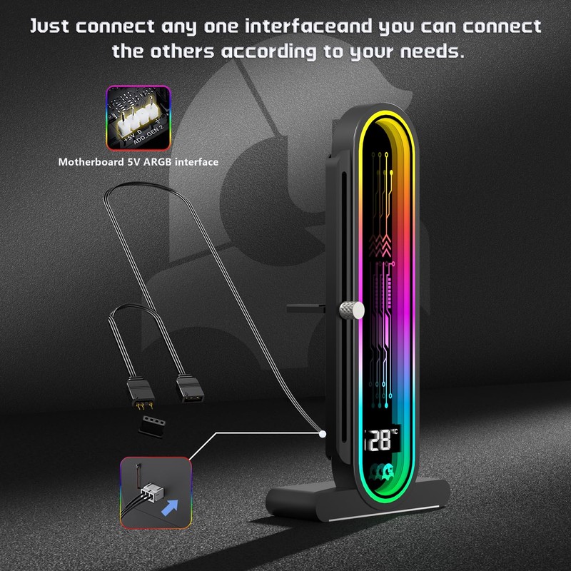 TGDGAMER ARGB GPU Support Bracket with Temperature Display，5V 3pin Universal