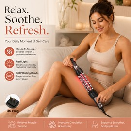 Heated Electric Body Massager for Home Relaxation – Rotating Roller with Red Light & Stainless Steel Massage Nodes