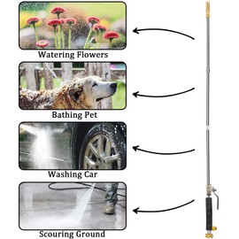 Hbaushun High Pressure Power Washer Wand, Hydro Jet Water Wand Pressure Sprayer,Flexible Garden Watering with 3 Nozzle Universal Hose End,for Car Pet Window Patio Gutter Cleaning Black