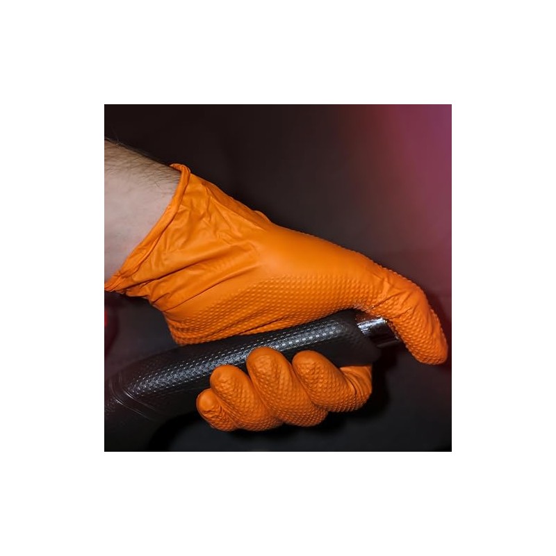 ForPro Professional Collection - Guantes desechables de nitrilo resistentes, naranja,
