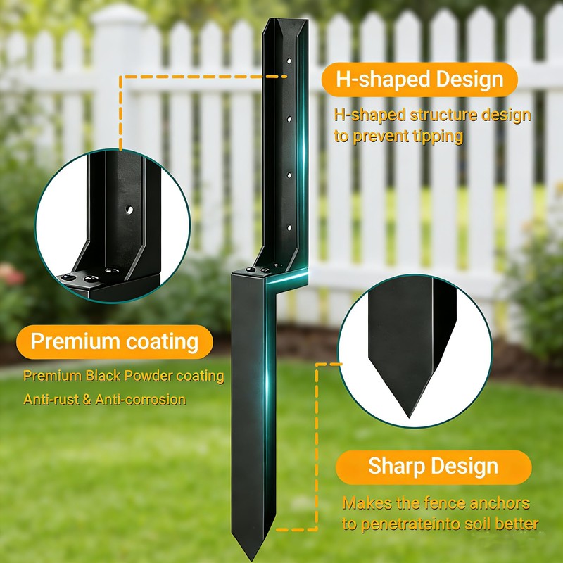 4PCS Fence Post Repair Kit, Heavy Duty Fence Post Anchor