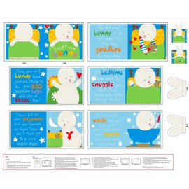 Studio E Huggable and Lovable Books 12 Bedtime Bunny 36" Panel Multi
