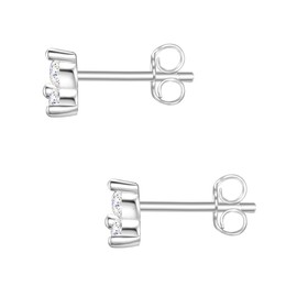 Glanzstücke München Women's Stud Earrings 925 Sterling Silver with White Zirconia, Silver, Cubic Zirconia