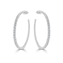ARIA+ME Lightweight Crystal 14K Gold Plated Hoop Earring, MEDIUM-1-1/2" (Silver)