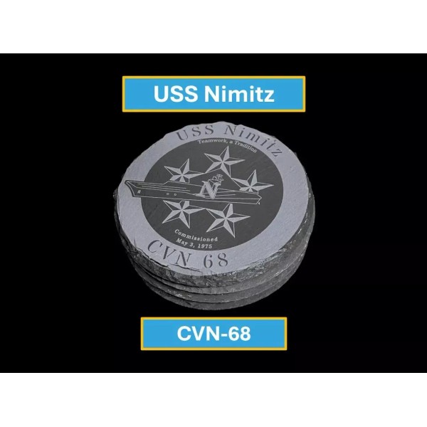 iWoodMD USS Nimitz CVN 68 Slate Coaster Set (of 4)