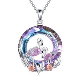 HOPEEZZ Flamingo Crystal Necklace for Women Sterling Silver Flamingo Necklace Crystal Pendant Flamingo Jewelry Gift for Women