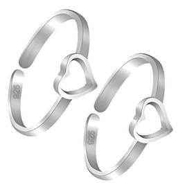 DARSHRAJ Jewellers Pure Silver Toe Ring 925 Sterling Silver White 18-20 mm Size, Heart Style - Perfect for Any Occasion, Comfortable, Safe for Skin For Women