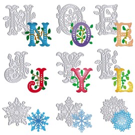 Christmas Metal Cutting Dies for Card Making, Vintage Lace Noel Joy Letters Die Cuts Xmas Snowflakes Words Embossing Template Tools for New Year DIY Scrapbooking Paper Card Photo Album Craft Supplies