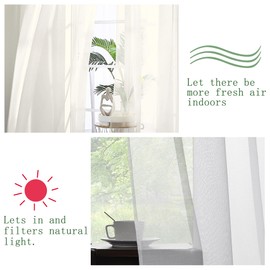 Sheer White Voile Curtains - 98" Long Rod Pocket Drapes for Living Room/Bedroom - 2 Panels Set - Soft Sheer Fabric - Light & Airy Ambiance - 39" W x 98" L Each