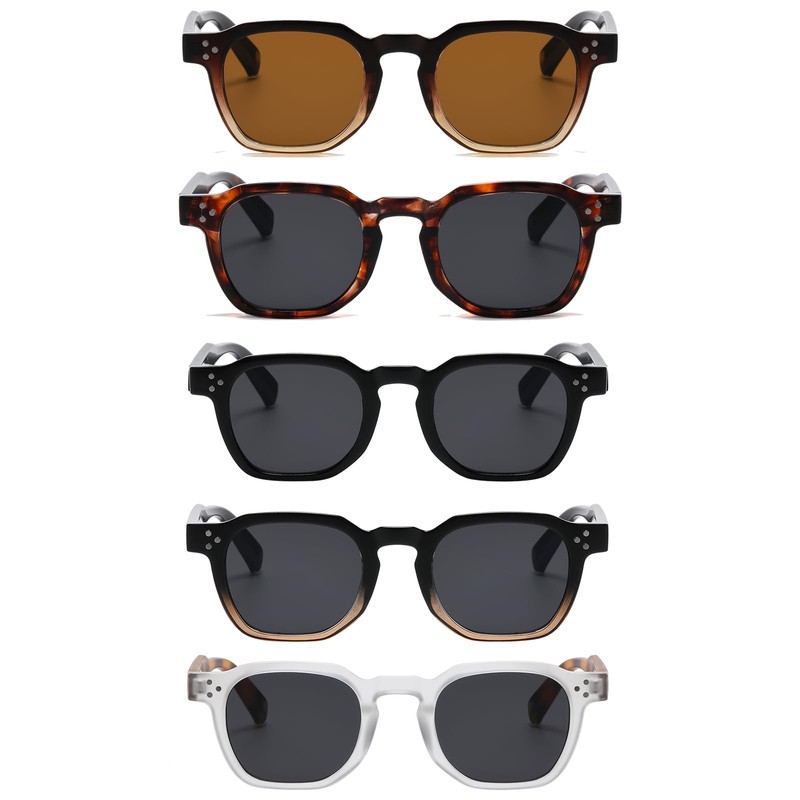 LJCZKA Retro Hexagonal Sunglasses for Men and Women Trendy Square