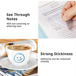 Transparent Sticky Notes 300pcs, 3 Sizes Clear Post It Notes, See Through Post It Notes Apply Students, Reading, Writing, Learning, School, Home and Office(3.7×2.7 in, 3×3 in, 2 × 3 in)