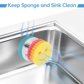 Dlilise Stainless Steel Smiley Face Sponge Daddy Holder, Brushed Silver Sink Caddy Organizer with Suction Cup Installation for Kitchen, Keep Happy Face Sponge Clean and Dry