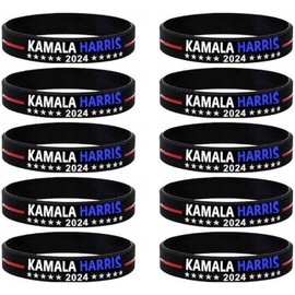 Generic Kamala Harris Bracelets 2024 Vote Bracelet Kamala Merch Silicone Wristbands Patriotic Bracelet for Women Men Kamala Harris Merch Kamala Harris for President (Style 1), Black