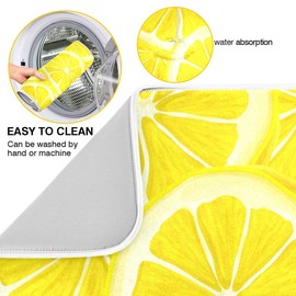 Yellow Lemon Dish Drying Mat for Kitchen Countertops Sinks Drying Mat Absorbent Heat Resistant Dishes Drainer Pad 18 x 24 Inch