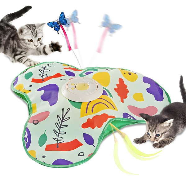 Neulriscn Interactive Cat Toys, Moving Concealed Feathers Toy for Kittens,