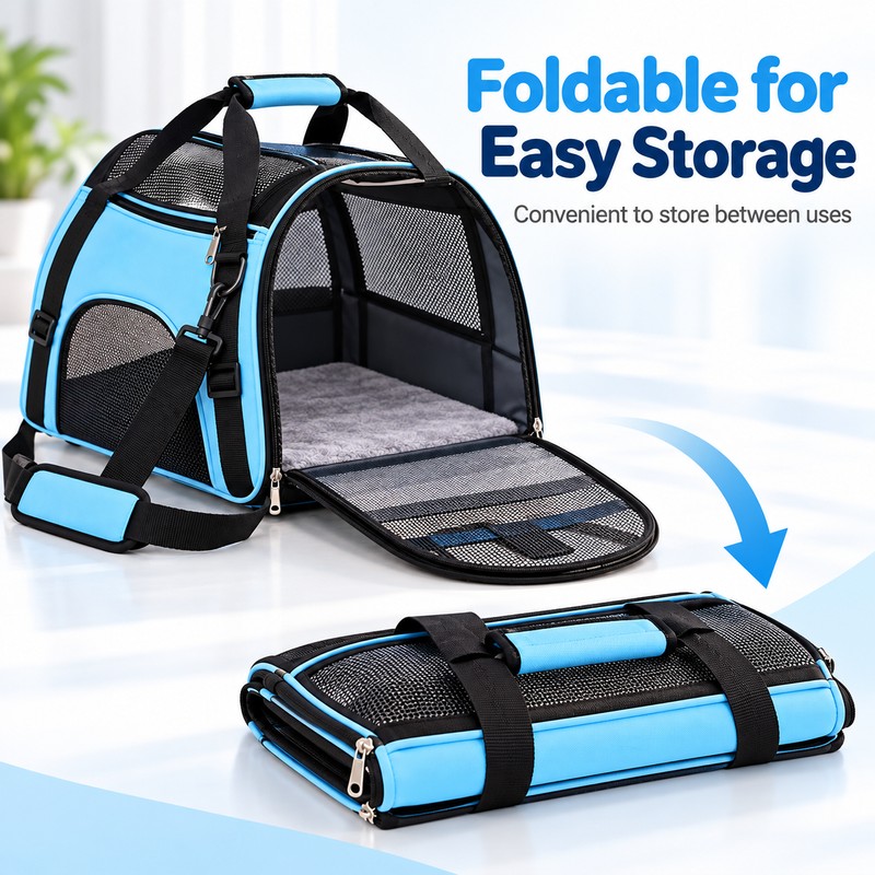 Blue Pet Carrier Bag for Cats and Small Dogs –