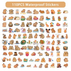 AYNKH 110 Pieces Cute Capybara Stickers Waterproof Stickers for Water Bottle Car Bumper Luggage Laptop Kids Teens Adults