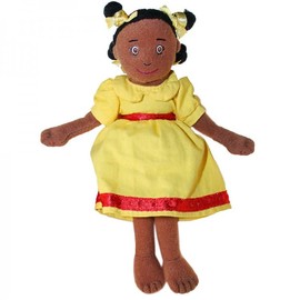The Puppet Company Dark Skin Tone Girl In Yellow Finger Puppet Dress
