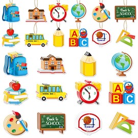 Welcome Back to School Hanging Ornament - 24Pcs First Day of School Hanging Decor - Teacher Appreciation Party Hanging Tree Ornaments Photo Props Tree Decor