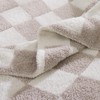 WRENSONGE Checkered Throw Blanket, Taupe Microfiber Soft Cozy Fluffy Warm