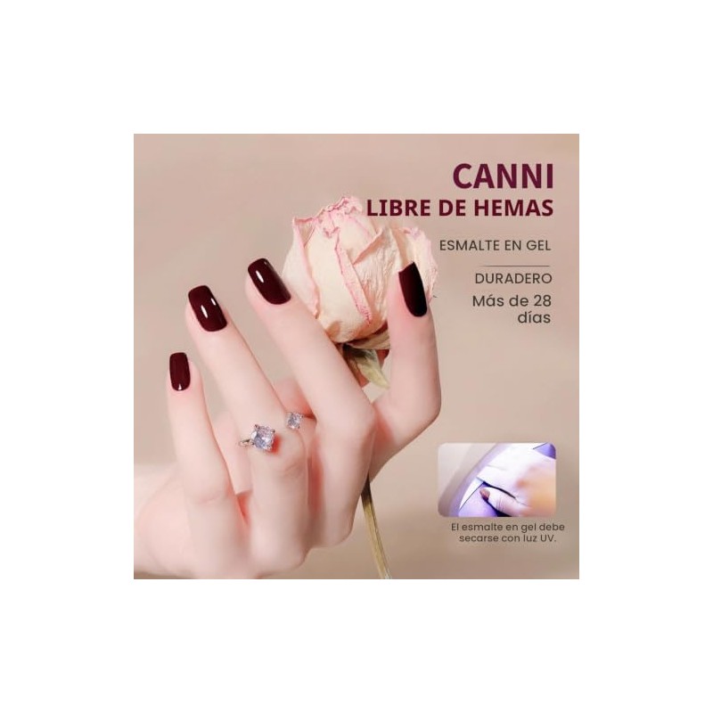 CANNI - Esmalte de uñas en gel rojo oscuro, 1