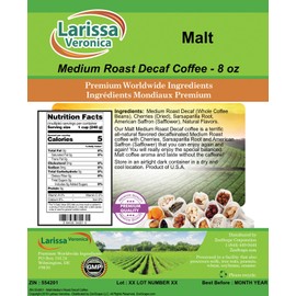 Malt Medium Roast Decaf Coffee (Gourmet, Naturally Flavored, Whole Coffee Beans) (8 oz, ZIN: 554201) - 2 Pack