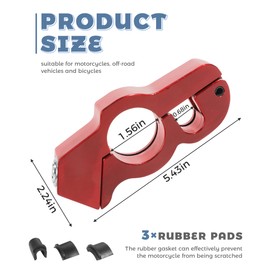 UNLRAE Motorcycle Lock,Adjustable Motorcycle Anti Theft Brake Lock,Heavy Duty Bike Handlebar Locks with 2 Keys,Car Accessories,Fit for Most Motorcycle,Bike,Crotch Rocket,ATV, Moped,4 Wheeler (Red)