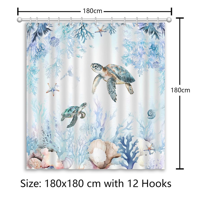 APROPHIC Shower Curtain Blue Summer Ocean 180 x 180 cm,