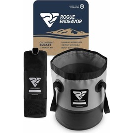 Heavy Duty Collapsible Bucket 3 Gallon (15L), Mesh Bag, Beach and Salt Water Ready, Durable reinforced design with Metal Hardware (Black 3 Gallon (15L))