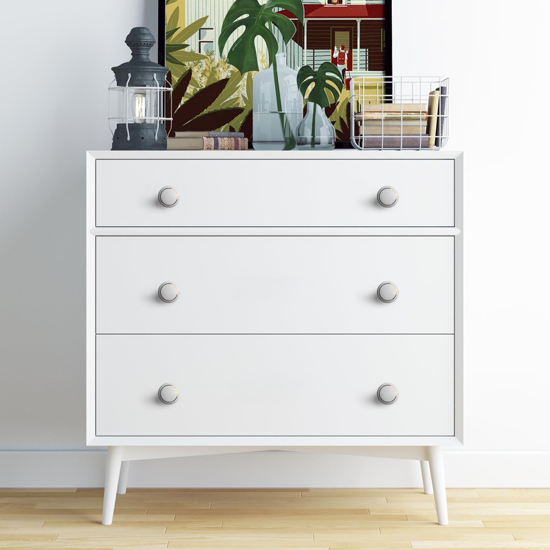 10PCS Kitchen White Cabinet Knobs and Pulls Round White Dresser