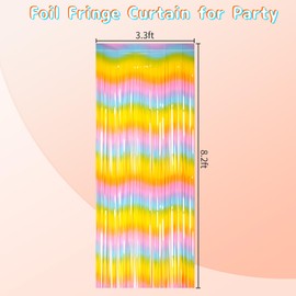 KERNOWO Tinsel Curtain Rainbow Glitter, Pack of 2 Party Streamers Children's Party Decoration Fringe Curtain Colourful Party Tinsel Background for Christmas Birthday Prom Holiday Decoration