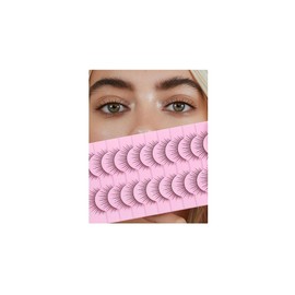 Boolavard Natural Lashes Wispy Lashes Natural Look False Eyelashes Natural Flared Eyelashes False Eye Lashes Soft Fluffy Lashes 10 Pairs (Natural, One Size)