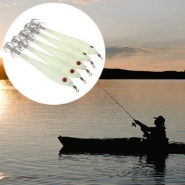 MinnowXY 5Pcs Glow in Dark Luminous Squid Cuttlefish Fishing Lures Tackle Jig Hooks