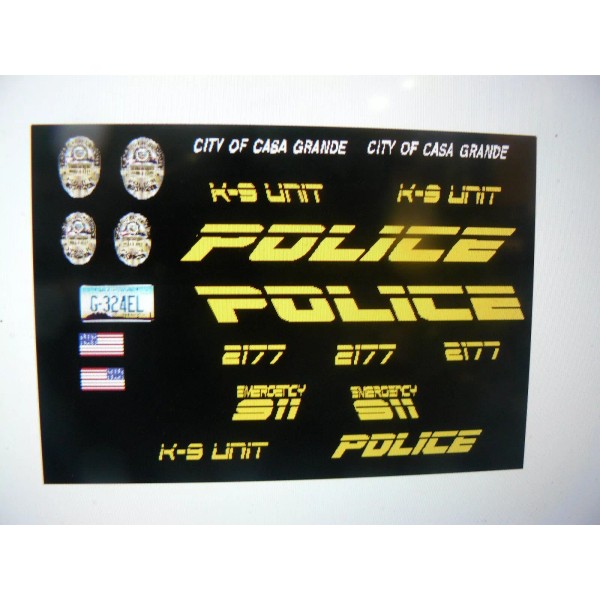 Aftermath Graphics Casa Grande Arizona Police K9 Vehicle Decals 1:43