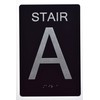 Stair A Sign -Stair Number Sign Black (Aluminium, Black/Silver,Size 6x9)