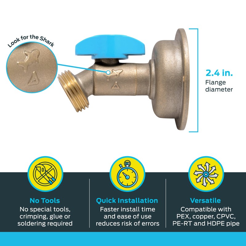 SharkBite 1/2 x 3/4 Inch MHT 45 Degree Hose Bibb,