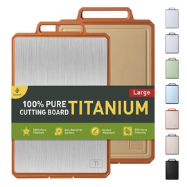 Titanium Cutting Boards for Kitchen Chopping Board with Handle Large Big Small Kitchen Meat Butcher Block Double Sided Pure Titanium and Wheat Straw PP Not Wood Bamboo Plastic Teak Morandi Orange