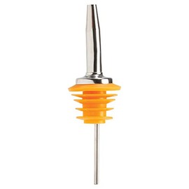 Winco Metal Pourer, Oversized, Tapered Spout, Medium Flow, Yellow Plastic Stopper