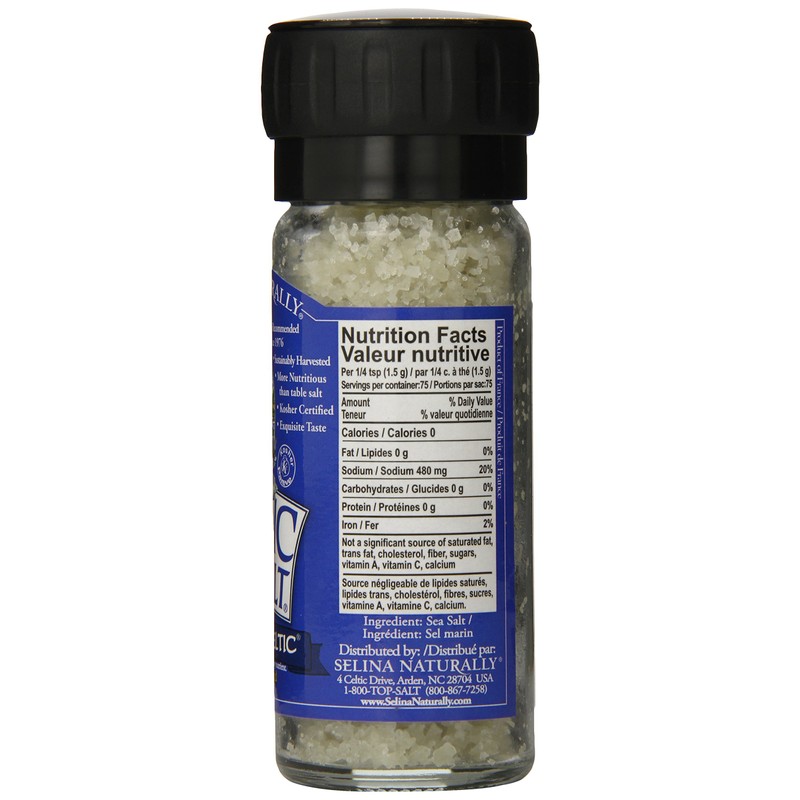 Celtic Sea Salt, Light Grey Grinder, 3 oz White