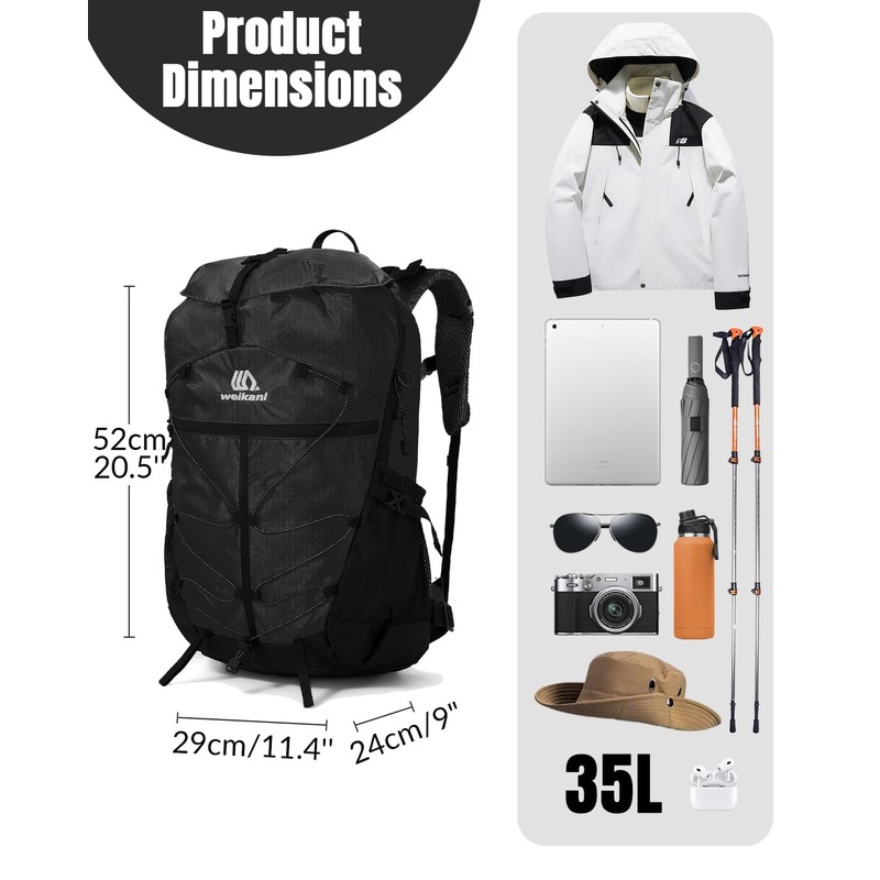 Outplea 35L Waterproof Hiking Backpack with Chest Strap for Men
