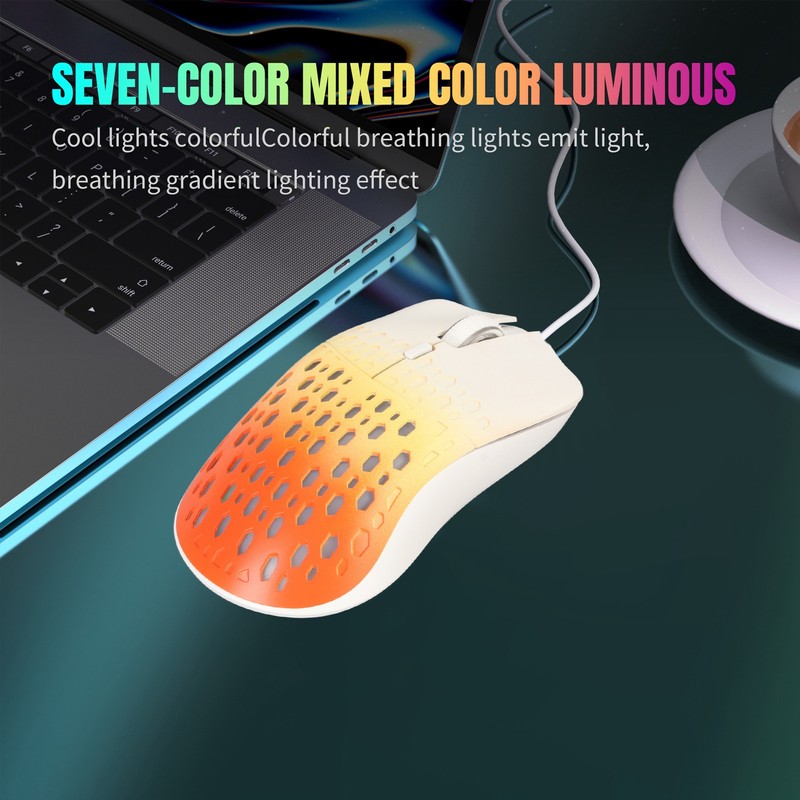 Wired Gaming Mouse with 7 RGB 3600DPI Lightweight Ergonomics Breathable