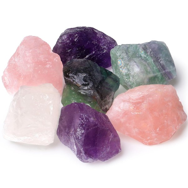 XIANNVXI 2 Inch Crystals Rose Quartz Amethyst Stone Large Gemstones Set Rock Crystal Fluorite Water Stones for Drinking Water Premium 100% Natural Healing Stones Life Source Plus 4 Pieces