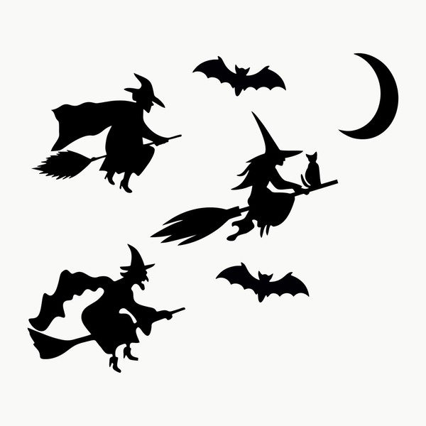 AUTODOMY Witches Moon Bats Stickers Pack of 6 for Car