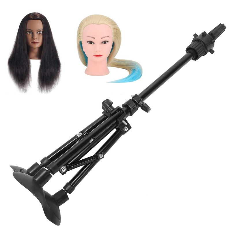 Metal Mannequin Head Stand Adjustable Hairdressing Training Head Tripod AccessoryBlack