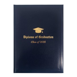 GraduationMall A4 Diploma Cover Certificate Holder for Graduation with Gold Foil Class of 2025 Classic Smooth Navy Blue