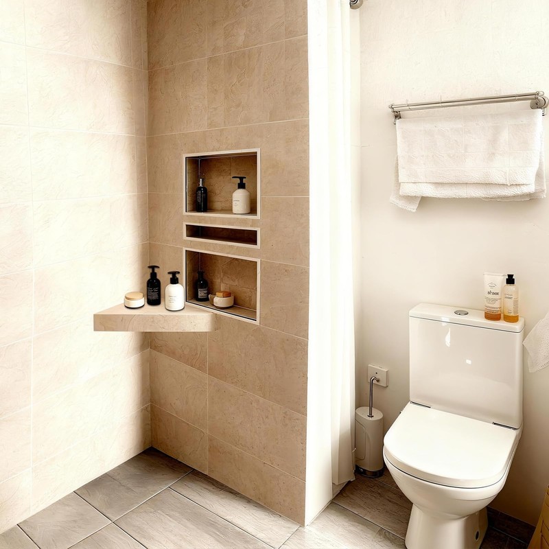 2PCS Floating Corner Shower Bench-Custom Tile Shower Corner Seat,Tile Wall