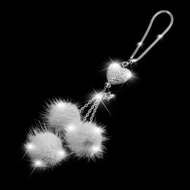 Car Rear View Mirror Hanging Accessories car Accessories for Women car Decor Bling Diamond car Rear View Mirror accessoriescar Girly car Decor Accessories Plush Pendant car (Gray), Grey