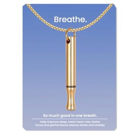 Mindfulness Breathing Necklace, Stress Relief, Stainless Steel Necklace for Deep Breathing Reminder, Anxiety Reducer for Women Men Gift, 25", Stainless Steel, No Gemstone
