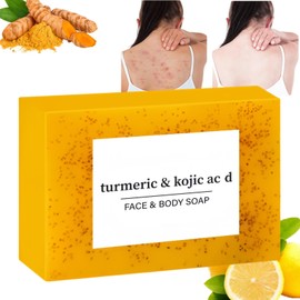 100g Turmeric & Kojic Ac/id Soap,Natural Tumeric Soap for Body&Face,Turmeric So/ap for Skin Brightening,Smooth Skin,Reduces Acne,Pores Shrink,Fades Scars,Deep Cleaning,Moisturizing,for Dark Spots