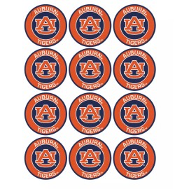 Handmade 12 Auburn Tigers, edible paper, cupcake cookie toppers CHOOSE SIZE pre cut - 1"